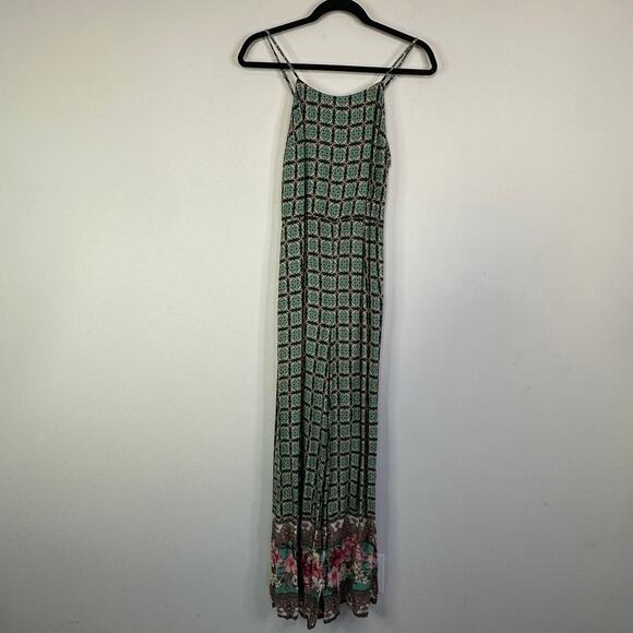Farm Rio Green Floral Print Honolulu Wide Leg Pant Jumpsuit XS Anthropologie - Picture 2 of 11